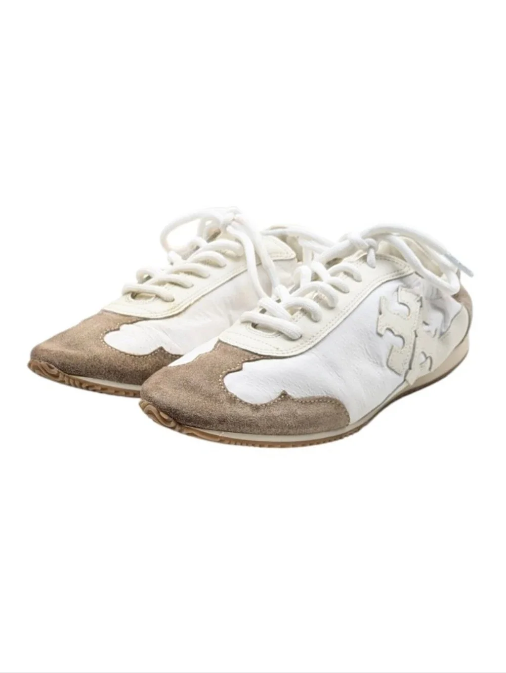 Tory Burch Cerbiatto White Leather/Nylon Sneakers Size 6.5 EUC  S4178